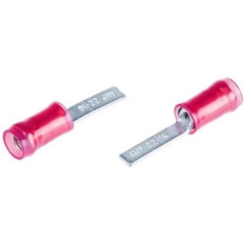 圧着ブレード端子 PIDGシリーズ 絶縁 刃長さ12.4mm 刃幅2.95mm 赤 シュラウド 22AWG → 16AWG 1箱 10000個入 - TE CONNECTIVITY