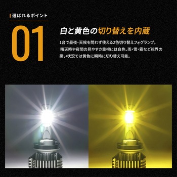 H8 H11 2色切り替え フォグランプ用 LEDバルブ ホワイト イエロー 12v専用 竹村商会