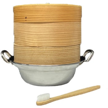 杉中華セイロ直径18cm 2段セットステンレス鍋付き+ブラシ付き 神堂