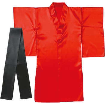 ソフトサテン 着物(おくみ付) 赤(帯黒) アーテック[学校教材・教育玩具]