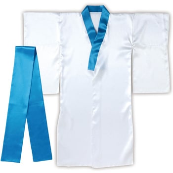 ソフトサテン 着物(おくみ付) 白(襟・帯青) アーテック[学校教材・教育玩具]