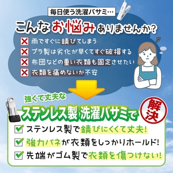 ステンレス 洗濯バサミ ミニサイズ 20個セット シルバー色 AFF WARE