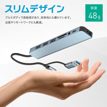 8in1 USBハブ Type-C Type-A 3.5mmオーディオジャック SDカードスロット セルフパワー AFF WARE