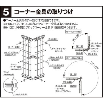 メッシュフェンスG型 コーナー金具セットA 四国化成