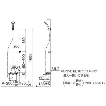 サーモスタット付シャワーバス水栓 洗い場専用 エコアクアシャワー(めっき) INAX(LIXIL)