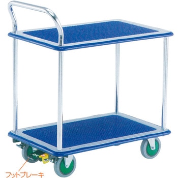 シズかるスーパー二段式ワゴン台車・フットブレーキなし エヌケーキャリーキャスター