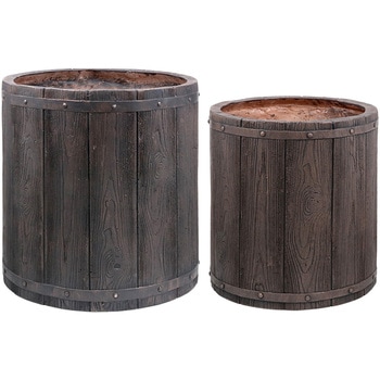 「FARBOR」 ファーバー 木調FRPプランター 幅40・50 (丸型) 大小2個セット 住まいスタイル