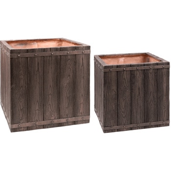 「FARBOR」 ファーバー 木調FRPプランター 幅40・50 (角型) 大小2個セット 住まいスタイル