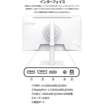 液晶ディスプレイ 23.8型/1920×1080/HDMI×1、DP×1、USB-C×1/ホワイト/スピーカー有/2年保証 JAPANNEXT