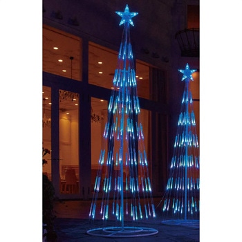 冬装飾 クリスマス イルミネーション LEDシャイニングタワーライトツリー ブルーグラデーション ストア・エキスプレス