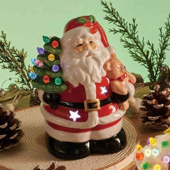 冬装飾 クリスマス デコレーション LEDセラミックスタンド サンタ ストア・エキスプレス