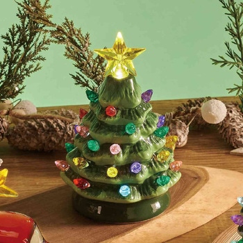 冬装飾 クリスマス デコレーション LEDセラミックスタンド クリスマスツリー ストア・エキスプレス