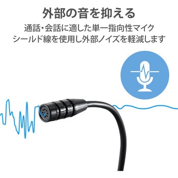 スタンドマイク 小型 フレキシブルアーム 単一指向性 3.5Φ 通話 ブラック テレワーク WEB会議 オンライン授業 ブラック エレコム