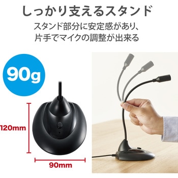 スタンドマイク フレキシブルアーム ミュートスイッチ付き 無指向性 LED表示 通話 ブラック PS4/5 テレワーク WEB会議 オンライン授業 ブラック エレコム