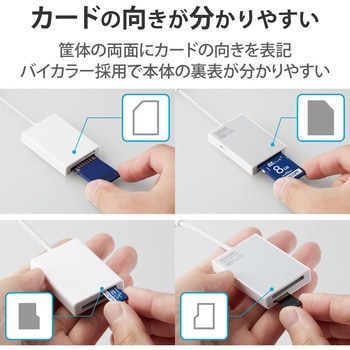 Lightningカードリーダー メモリーカードリーダー SD+マイクロSD Type-C変換アダプタ付 iPhone エレコム