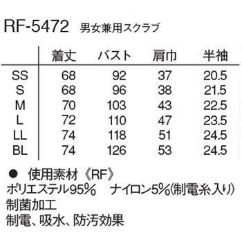 男女兼用スクラブ ピンク RF-5472シリーズ ナガイレーベン