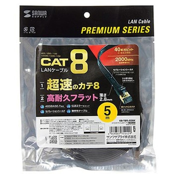 フラットLANケーブル(CAT8/ブラック) EA764BBシリーズ エスコ