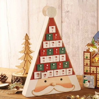 冬装飾 クリスマスデコレーション 木製アドベントカレンダー サンタ ストア・エキスプレス