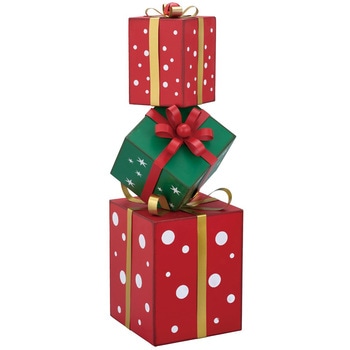 冬装飾 クリスマスデコレーション 3連プレゼントボックスオブジェ ストア・エキスプレス
