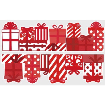 冬装飾 クリスマスデコレーション ウインドウステッカー プレゼントボックスレッド ストア・エキスプレス