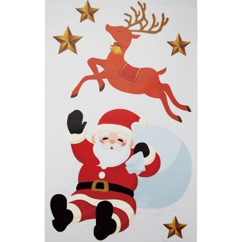 冬装飾 クリスマスデコレーション ウインドウステッカー 大 サンタ&トナカイ ストア・エキスプレス