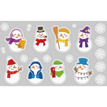 冬装飾 クリスマスデコレーション ウインドウステッカー スノーマン ストア・エキスプレス