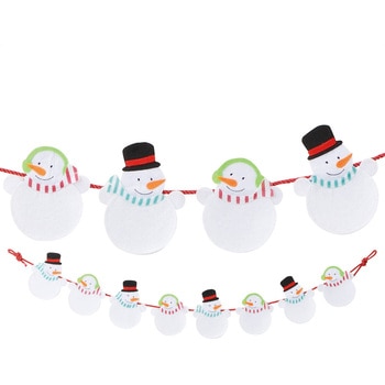 冬装飾 クリスマスデコレーション フェルトガーランド スノーマン 長さ145cm ストア・エキスプレス