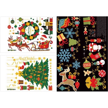 冬装飾 クリスマスデコレーション ウォールステッカー ツリー&トナカイ ストア・エキスプレス