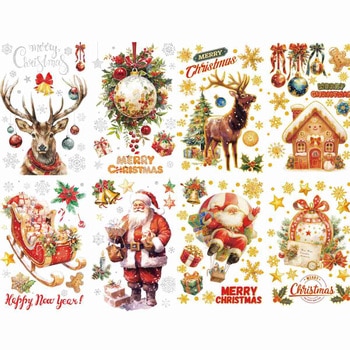 冬装飾 クリスマスデコレーション ウインドウステッカー シルバー&ゴールドクリスマス ストア・エキスプレス