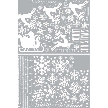 冬装飾 クリスマスデコレーション ホワイトウォールステッカー トナカイ&スノー ストア・エキスプレス