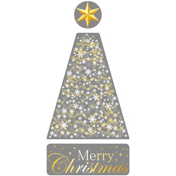 冬装飾 クリスマスデコレーション ウインドウシール スノーツリー ストア・エキスプレス
