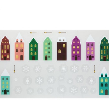 冬装飾 クリスマスデコレーション ウインドウステッカー 雪降る街 ストア・エキスプレス