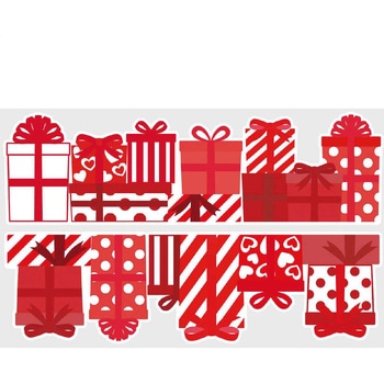 冬装飾 クリスマスデコレーション ウインドウステッカー プレゼントボックスレッド ストア・エキスプレス