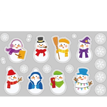 冬装飾 クリスマスデコレーション ウインドウステッカー スノーマン ストア・エキスプレス