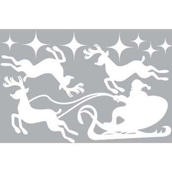 冬装飾 クリスマスデコレーション ウインドウシール トナカイ&ソリBIG ストア・エキスプレス