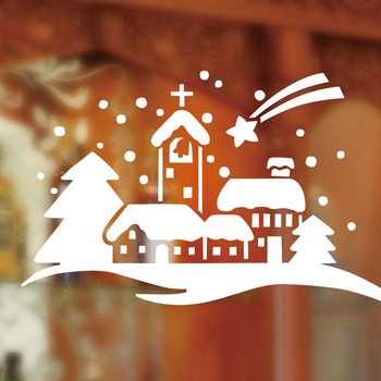 冬装飾 クリスマスデコレーション スノースプレー用型紙 M 雪景色 ストア・エキスプレス