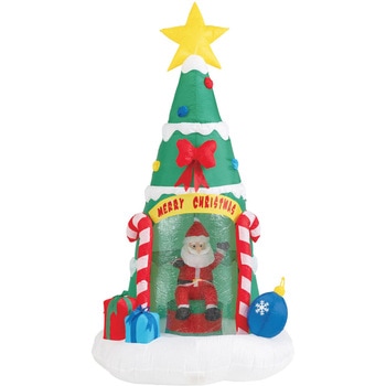 冬装飾 クリスマスデコレーション 特大エアブロードール サンタクリスマスツリー ストア・エキスプレス