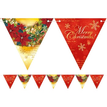 冬装飾 クリスマスデコレーション 三角フラッグガーランド リース(7連) ストア・エキスプレス
