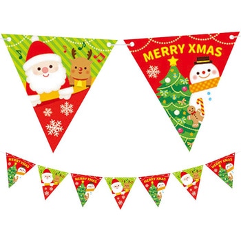 冬装飾 クリスマスデコレーション 三角フラッグガーランド ハッピークリスマス(7連) ストア・エキスプレス