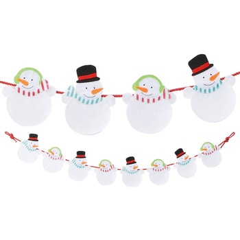 冬装飾 クリスマスデコレーション フェルトガーランド スノーマン 長さ145cm ストア・エキスプレス