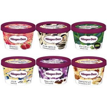 [冷凍]ハーゲンダッツ ミニカップ バラエティ人気 6種類詰め合わせ【バニラ マカダミアナッツ グリーンティ ストロベリー ラムレーズン クッキー&クリーム】 ハーゲンダッツ