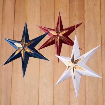 クリスマスデコレーション 吊り装飾 ペーパー六角スターハンギング 直径30cm - ストア・エキスプレス
