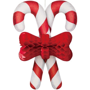 クリスマスデコレーション 吊り装飾 キャンディケーンペーパーハニカム 高さ71cm ストア・エキスプレス