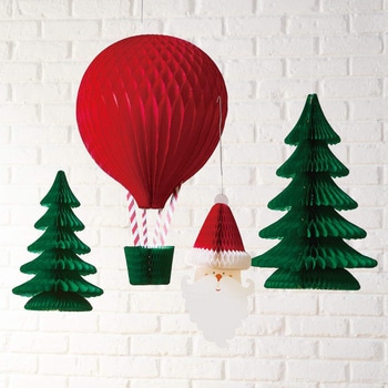 クリスマスデコレーション 吊り装飾 ペーパーハニカム 気球 高さ52cm ストア・エキスプレス