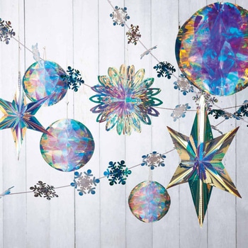 クリスマスデコレーション 吊り装飾 ホログラムスノーバナー ストア・エキスプレス