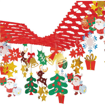 クリスマスデコレーション 吊り装飾 キラキラサンタ プリーツハンガー ストア・エキスプレス