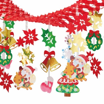クリスマスデコレーション 吊り装飾 ハッピークリスマス プリーツハンガー ストア・エキスプレス