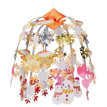 クリスマスデコレーション 吊り装飾 ウォームスノーマン親子2段 センターハンガー 高さ60cm ストア・エキスプレス