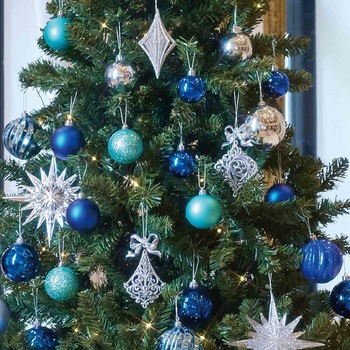 冬装飾 クリスマスツリーセット アイスブルー ストア・エキスプレス