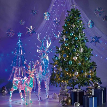 冬装飾 クリスマスツリーセット アイスブルー ストア・エキスプレス